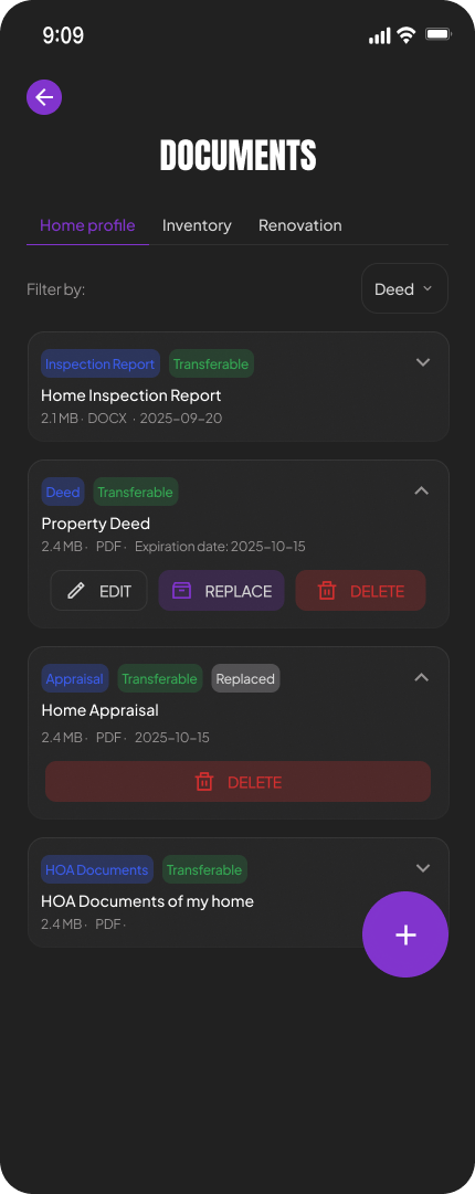 Document Vault screen