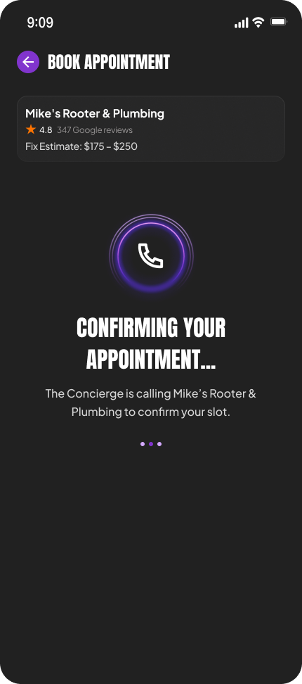 AI Concierge confirming your request